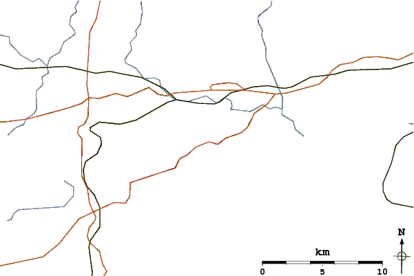 Roads and rivers around Brandy Hill, Wales