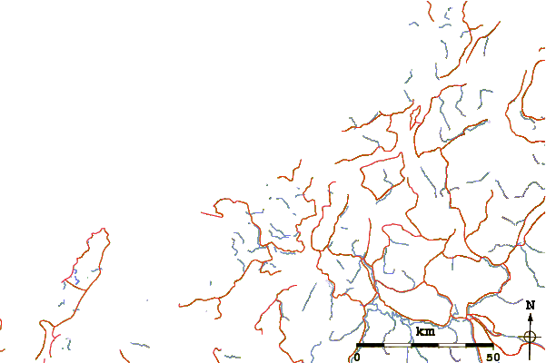 Roads and rivers around Breidtinden (Berg)