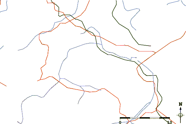 Roads and rivers around Breitenberg (Tannheimer Berge)