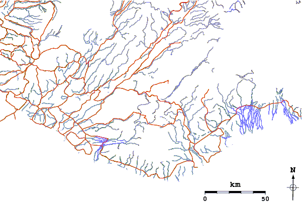 Roads and rivers around Brennisteinsalda