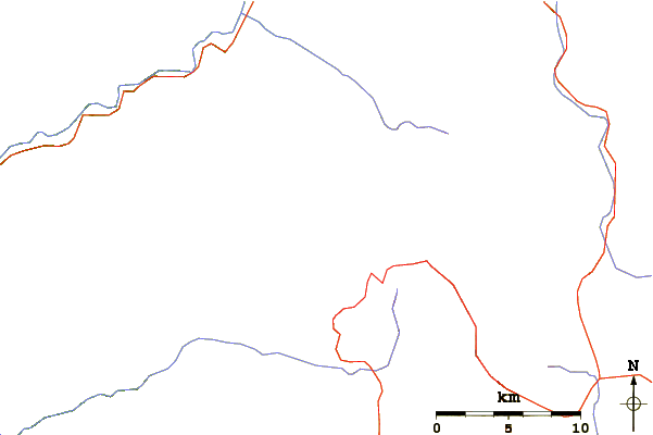 Roads and rivers around Brown Peak (Kern County, California)