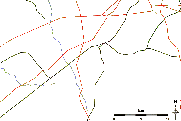 Roads and rivers around Brunsberg (Harburg)