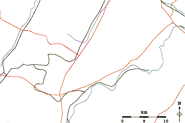 Roads and rivers around Brush Mountain (Blair County, Pennsylvania)