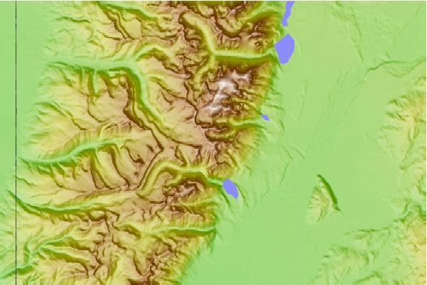 Surf breaks located close to Buck Mountain