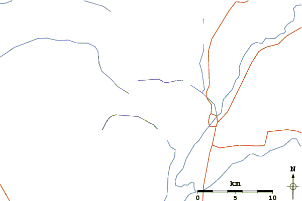 Roads and rivers around Buck Mountain