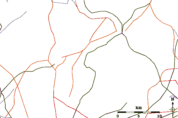 Roads and rivers around Buckingham Mountain