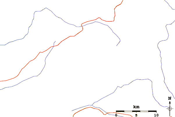 Roads and rivers around Bull Run Peak