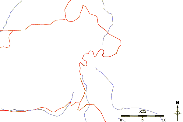 Roads and rivers around Bumpass Mountain