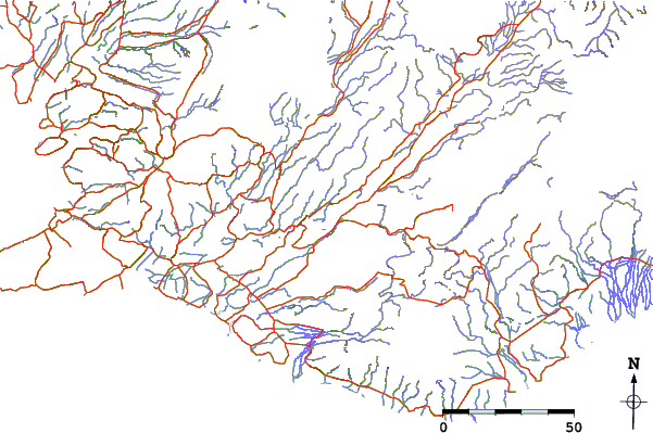 Roads and rivers around Búrfell (Þjórsárdal)