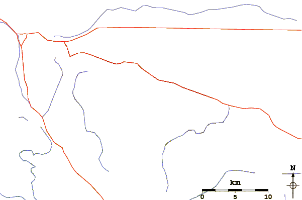 Roads and rivers around Burnt Peak (California)