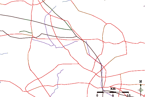 Roads and rivers around Cahuenga Peak