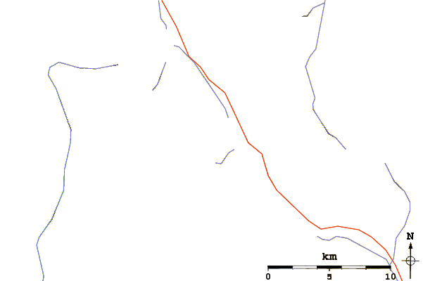 Roads and rivers around Caldron Peak