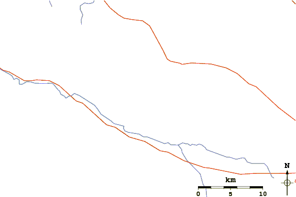 Roads and rivers around Caliente Mountain