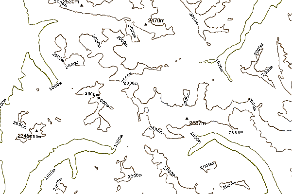 Mountain peaks around Caltha Peak