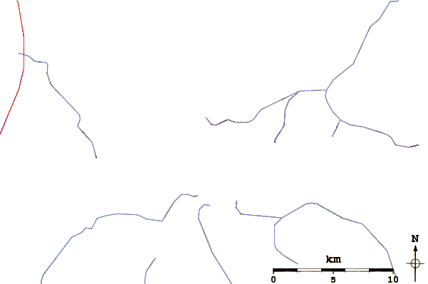 Roads and rivers around Caltha Peak