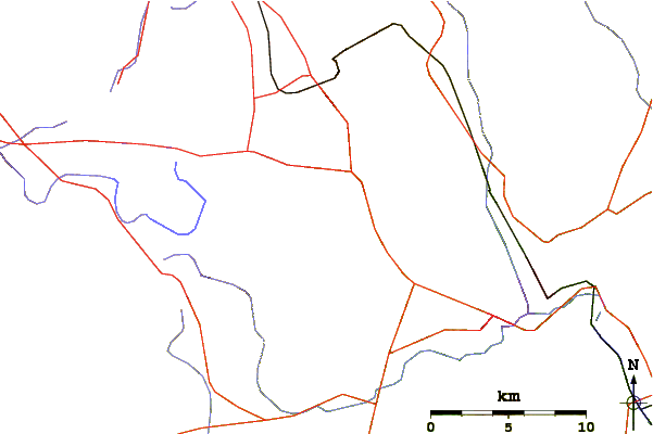 Roads and rivers around Camelback Mountain (Big Pocono)