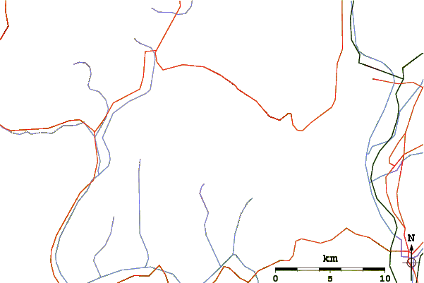 Roads and rivers around Campanile Basso or Guglia di Brenta