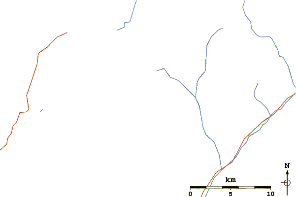 Roads and rivers around Canadian Bacon (mountain)