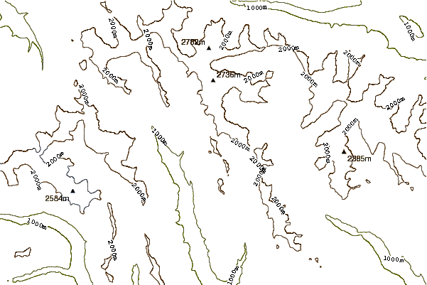 Mountain peaks around Carne Mtn