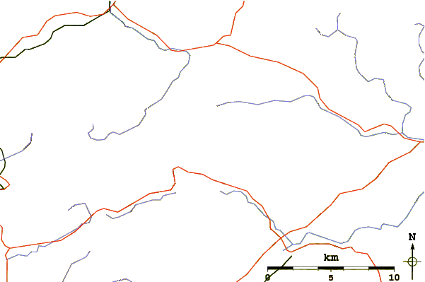 Roads and rivers around Carnedd Llechwedd-llyfn