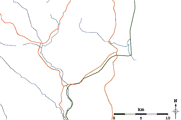 Roads and rivers around Carrick Mountain