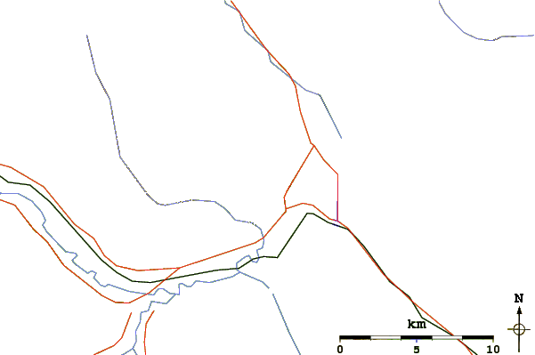 Roads and rivers around Cascade Mountain