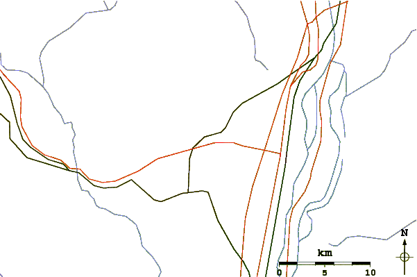 Roads and rivers around Cat Hills volcanic field