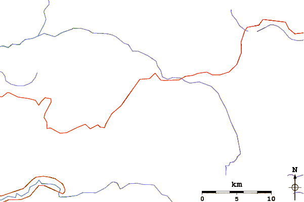 Roads and rivers around Cathedral Peak (California)