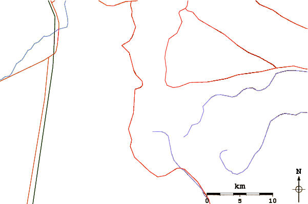 Roads and rivers around Cathey Peak