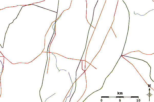 Roads and rivers around Cathole Mountain