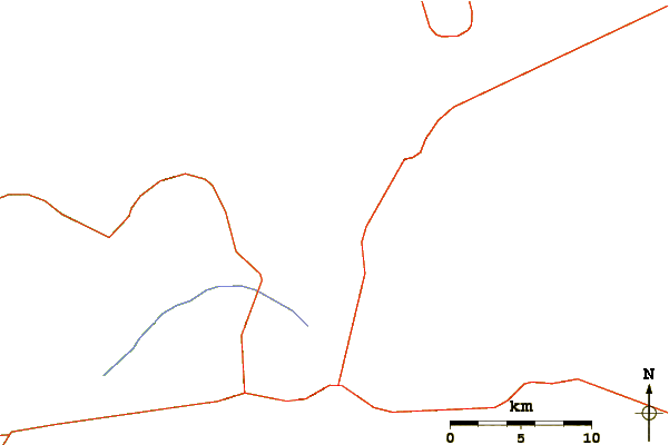 Roads and rivers around Cerro Alto Mountain