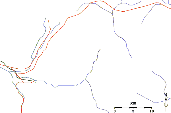 Roads and rivers around Cerro Arenas