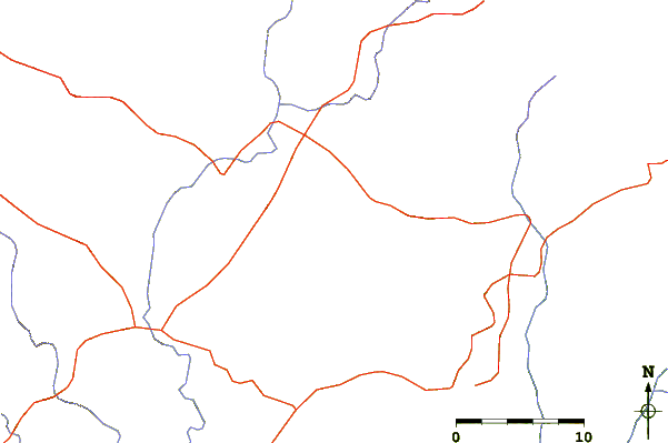 Roads and rivers around Cerro El Huehuentón