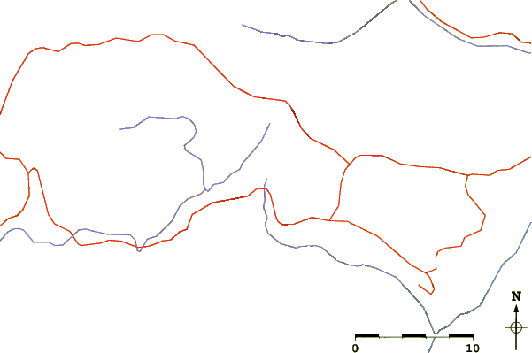 Roads and rivers around Cerro Grande (New Mexico)