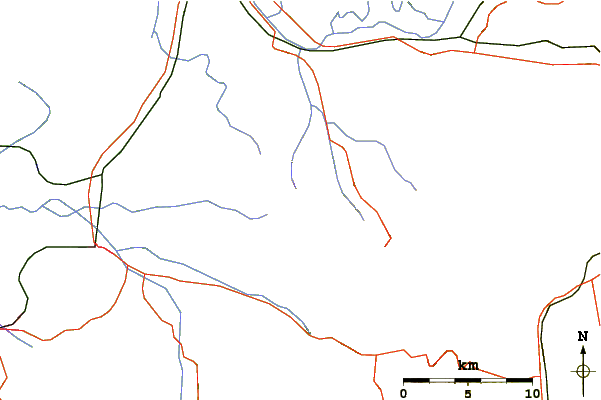 Roads and rivers around Cerro La Campana