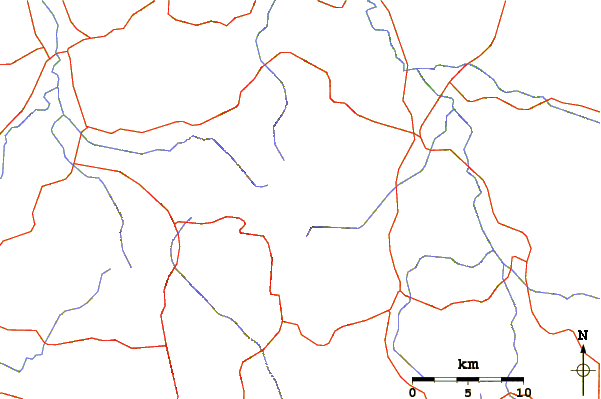 Roads and rivers around Cerro Las Minas