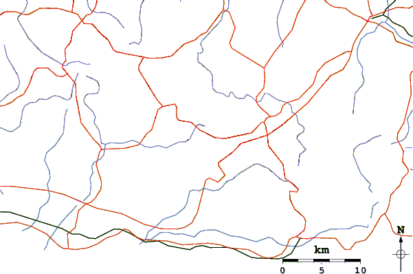 Roads and rivers around Cerro Las Tetas