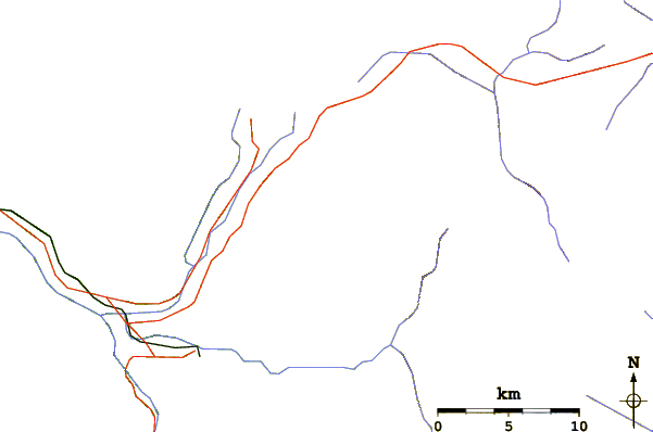 Roads and rivers around Cerro El Morado