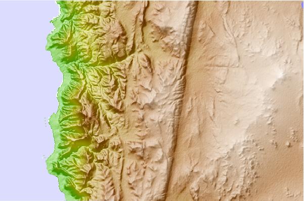 Surf breaks located close to Cerro Paranal