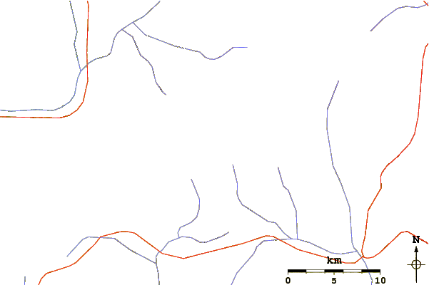 Roads and rivers around Cerro Piramide