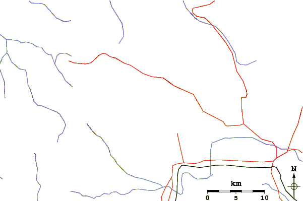 Roads and rivers around Cerro Tunari
