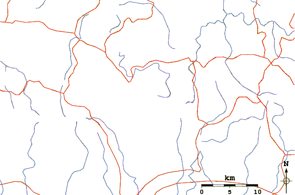 Roads and rivers around Cerro de Punta