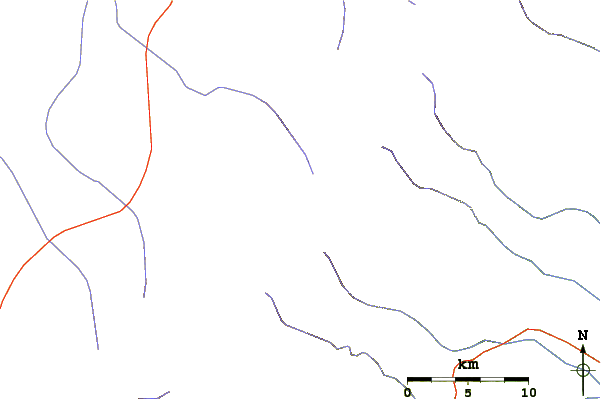 Roads and rivers around Cerro del Bolsón