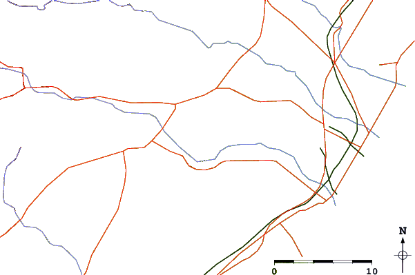 Roads and rivers around Cervera Mountains