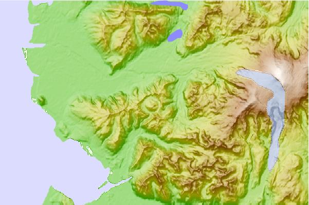 Surf breaks located close to Chaitén Volcano