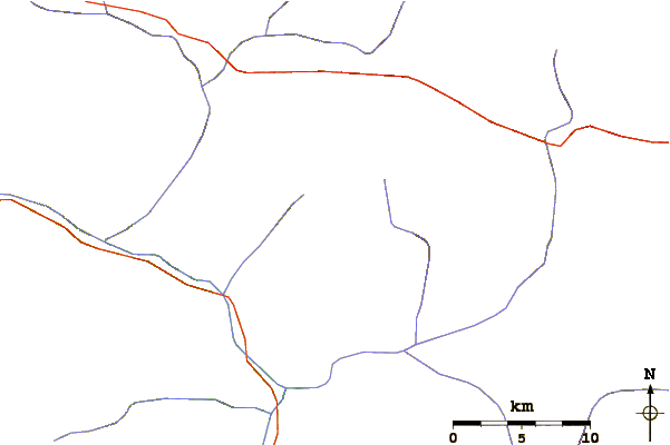 Roads and rivers around Chamar (mountain)