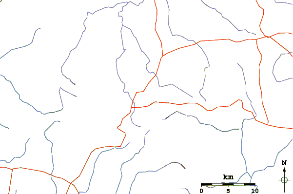 Roads and rivers around Chembra Peak