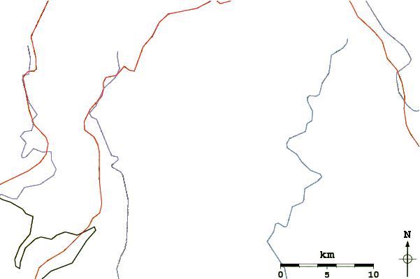 Roads and rivers around Chestnut Mountain (Caldwell County, North Carolina)