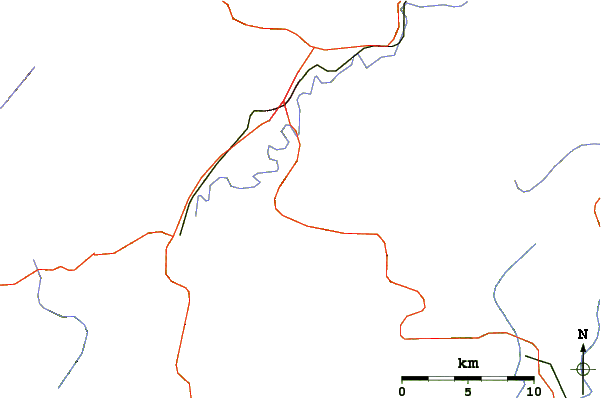 Roads and rivers around Chestnut Mountain (Transylvania County, North Carolina)