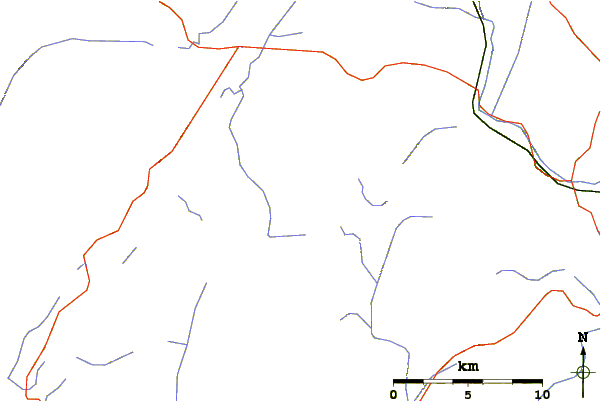 Roads and rivers around Chimney Mountain